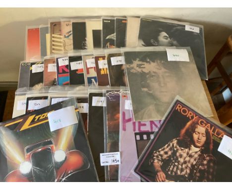 Records: Assortment of albums including Jimi Hendrix, John Lennon, ZZ Top, etc.; (28).