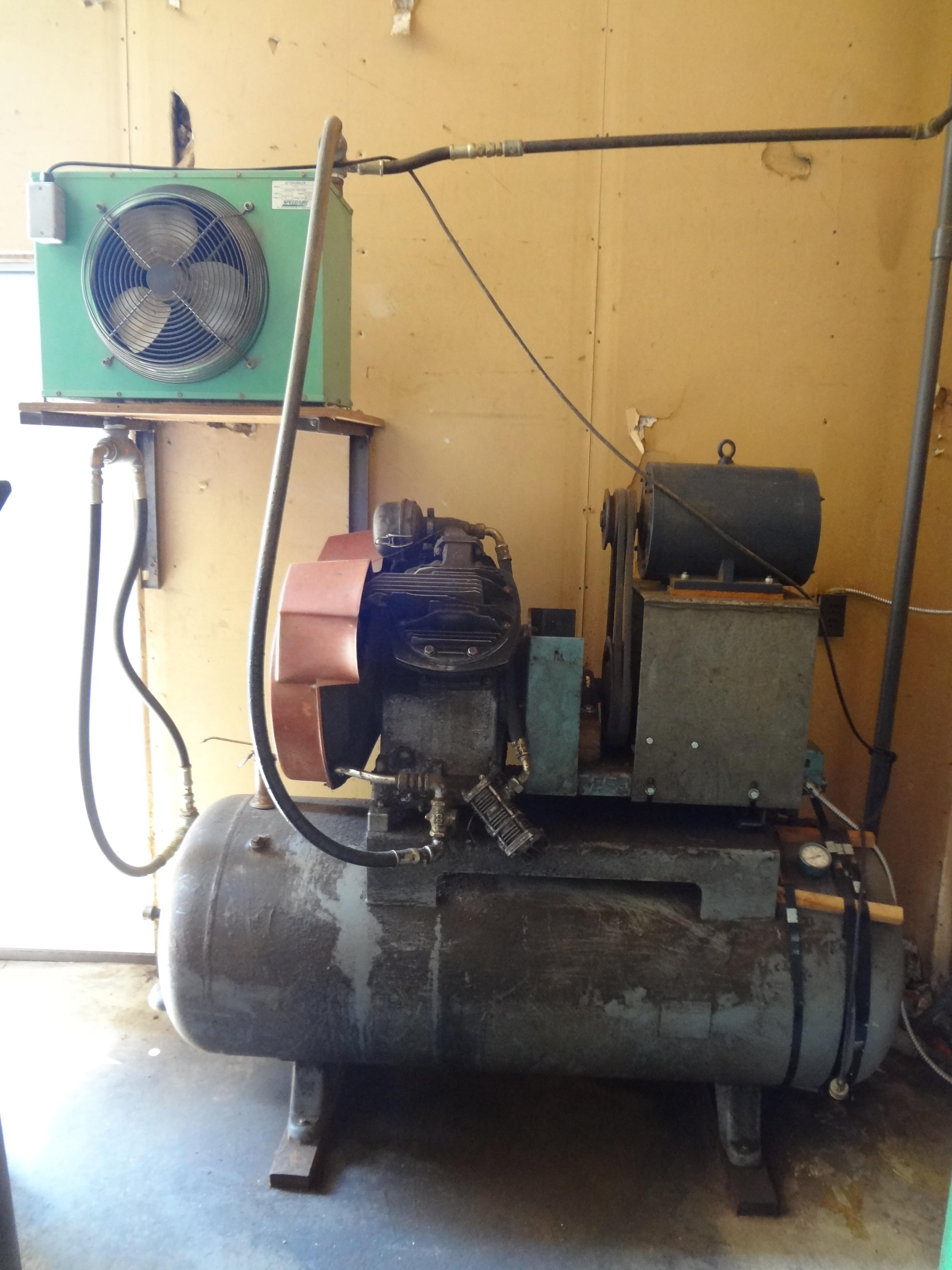 automan ae9 horizontal air compressor 80 gallon approx 10hp with air compressor aftercooler