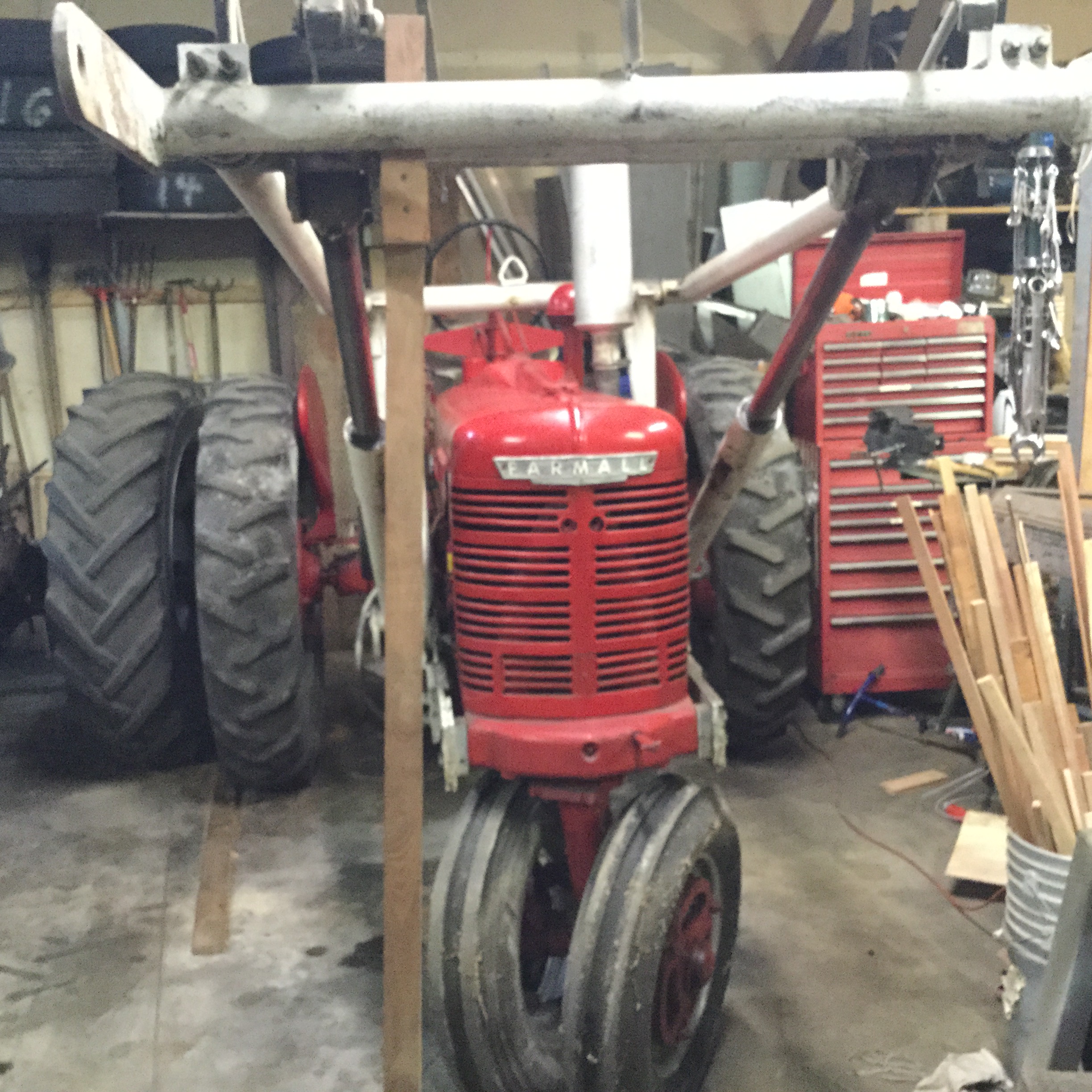 FarmallH Ser 244909 Tractor w/front end loader with dirt & manure