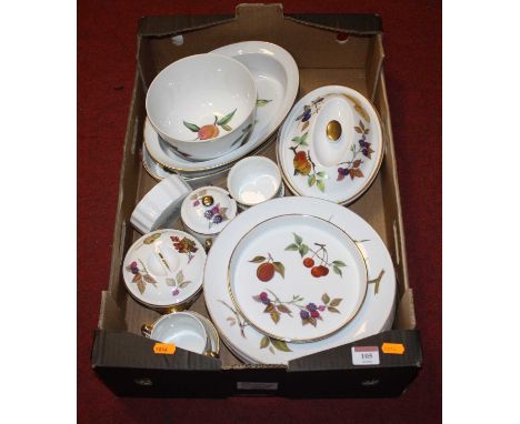 A collection of Royal Worcester Evesham pattern dinner waresLarge plates – ten in total, each 10”, intact but very well worn.