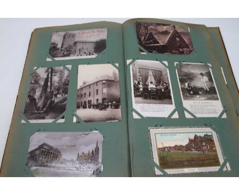 An Edwardian postcard album and contents, mainly being topographical to include Salt Market at Glasgow, Art Gallery in Birmin
