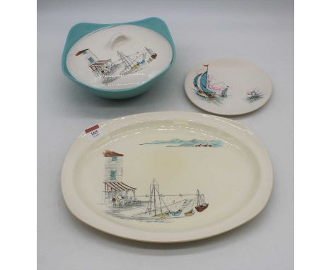 A Midwinter Riviera pattern serving dish, designed by High Casson; together with a similar tureen and side plate (3)