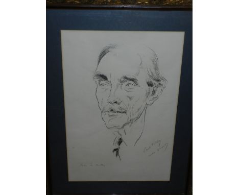 Jean De Botton, (French, 1898-1978), 'Portrait of Paul Valerie', charcoal drawing on paper, signed lower left, titled and dat