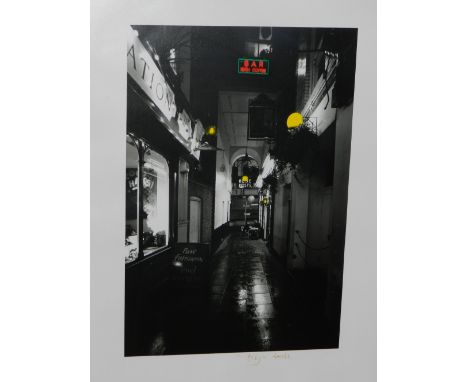 Fergus Noone (contemporary British school), 'Image of a London alley way', silver gelatin print, signed in pen lower right. H