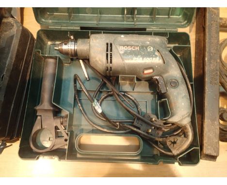 Cased Bosch PSB 600 RE electric drill. Not available for in-house P&P, contact Paul O'Hea at Mailboxes on 01925 659133Conditi