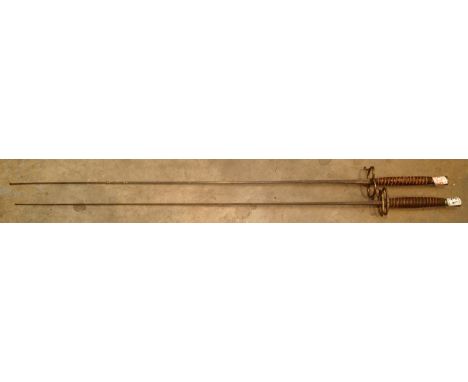 Pair of vintage fencing swords. Not available for in-house P&amp;P, contact Paul O'Hea at Mailboxes on 01925 659133 