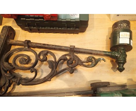 A vintage cast metal European street light fitting (GHM 52 Sommevoire France). Not available for in-house P&amp;P, contact Pa