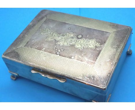 Aristocat silver plated machine turned lidded cigarette box. P&amp;P Group 1 (£14+VAT for the first lot and £1+VAT for subseq