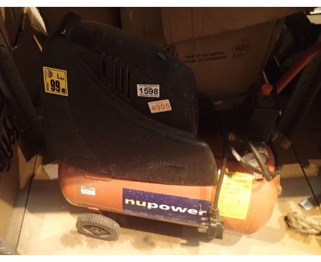 Portable Nu Power electric air compressor. Not available for in-house P&P, contact Paul O'Hea at Mailboxes on 01925 659133Con
