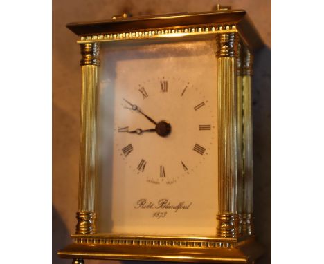 Heavy brass quartz carriage clock with German movement. Not available for in-house P&amp;P, contact Paul O'Hea at Mailboxes o