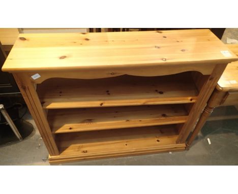 Large three shelf pine shelf bookcase, 110 x 32 x 90 cm. Not available for in-house P&amp;P, contact Paul O'Hea at Mailboxes 