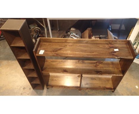 Two shelf oak bookcase and a CD rack. Not available for in-house P&amp;P, contact Paul O'Hea at Mailboxes on 01925 659133 