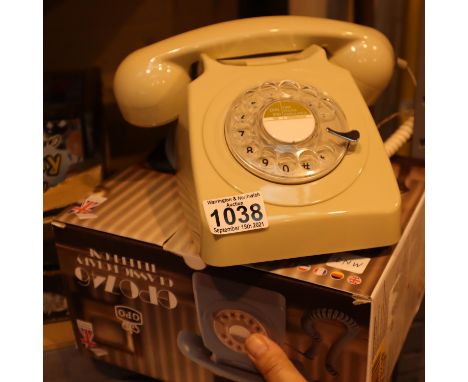 Ivory, GPO746 Retro rotary telephone replica of the 1970s classic, compatible with modern telephone banking and any standard 