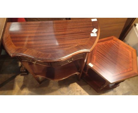 Vintage type mahogany half moon hallway table and a smaller side table. Not available for in-house P&amp;P, contact Paul O'He