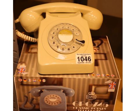 Ivory, GPO746 Retro rotary telephone replica of the 1970s classic, compatible with modern telephone banking and any standard 