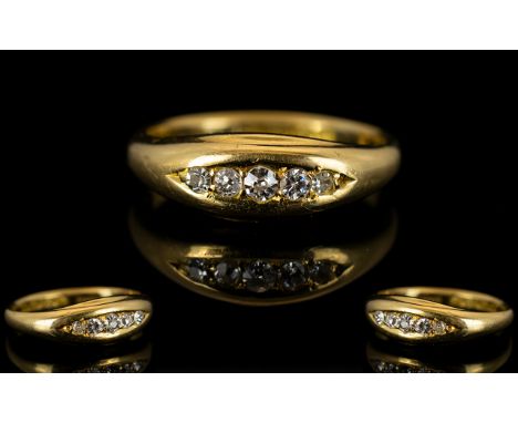 Edwardian Period 18ct Gold Diamond Set Dress Ring of Attractive Form. Hallmark Birmingham 1906, Very Clean and Bright Diamond