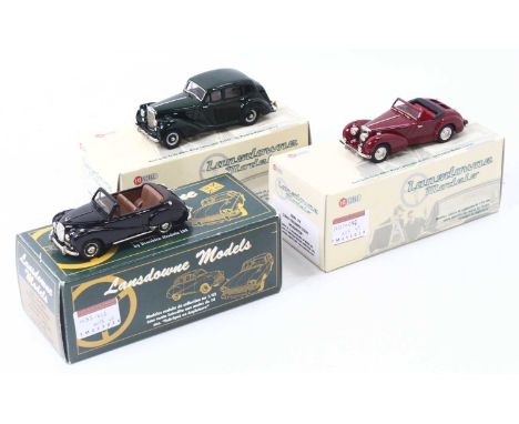 Lansdowne 1/43rd scale white metal vehicle group, 3 examples to include LDM37 1949 Triumph 2000 Roadster, LDM64 Bentley MK VI