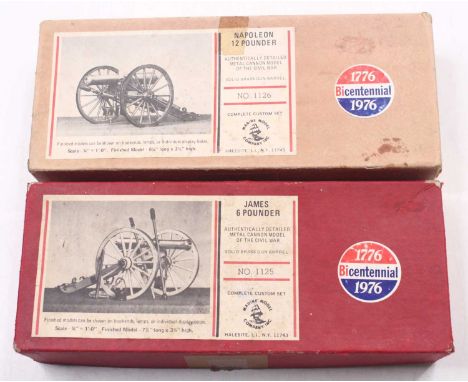 Two Marine Model Company Inc. unmade white metal kits for different cannons, including a James 6-pounder item no.1125, and a 
