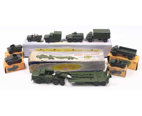 Dinky Toys group of 6 military diecast vehicles to include; No.674 Austin Champ, No.621 3-ton army Truck, No.673 Scout Car, N