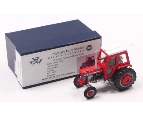 Martyn's Farm Models Massey Ferguson 1:32 scale pewter and resin model of an MF1080, cat no.MFM05, in excellent condition, on