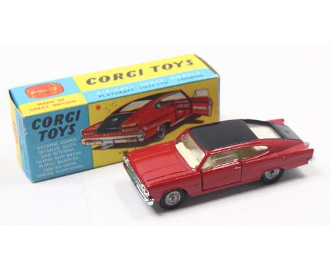 Corgi Toys No. 263 Marlin Rambler Sports Fastback, red body with black roof, cream interior, detailed cast hubs, in the origi