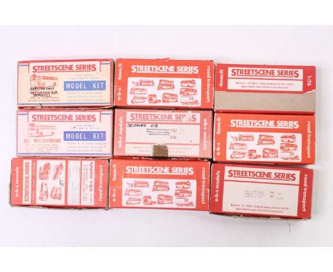 9 1:76 scale white metal kits for buses, all by ABS, to include a London Transport 1951 RF type original S/D bus, an AEC Will
