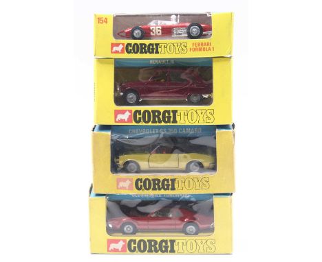Corgi Toys group of 4 to include; No.154 Ferrari Formula 1, No.276 Oldsmobile Tornado, No.338 Chevrolet SS 350 Camaro and a N
