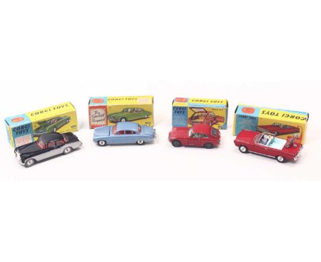 Corgi Toys group of 4 to include; No.327 M.G.B GT in red body, No.246 Chrysler Imperial in red body, No.224 Bentley Continent