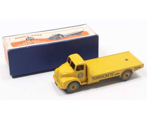 Dinky Toys 533, Leyland cement wagon, deep yellow cab and body, Supertoy hubs, decals to doors and to the side and rear of th