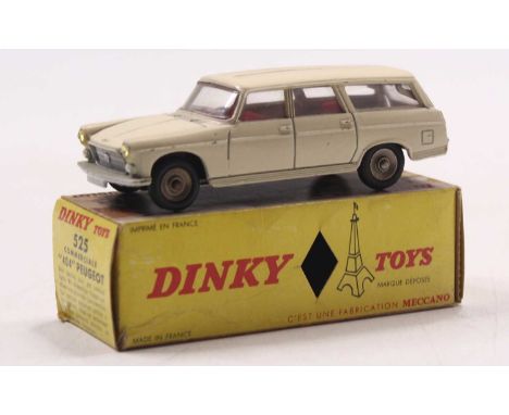 French Dinky 525 Peugeot 404 Estate, cream body, red interior with ivory steering wheel, spun hubs, in the original picture-s
