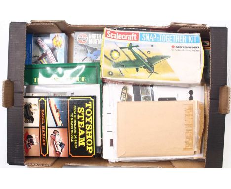 One box of mixed Airfix aircraft kits, and others, to include a Scalecraft Stuka box, housing mixed vintage racing car plasti