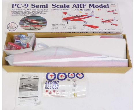 A Seagull Models Almost Ready to Fly radio controlled petrol-driven plastic kit for a PC9 Semi Scale RAAF (appears unused) ho