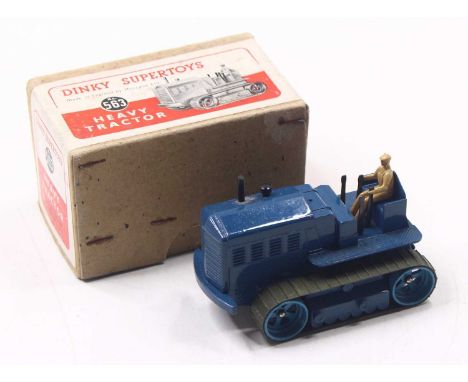 Dinky Toys, 563, Heavy Tractor, blue body with tan driver, in the original white and red labelled box (NM-BVG)