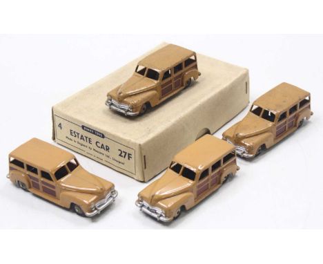 Dinky Toys 27F original Trade box of 4 Plymouth Estate cars, all 4 with beige hubs, most with age-related wear (VG-BG) 