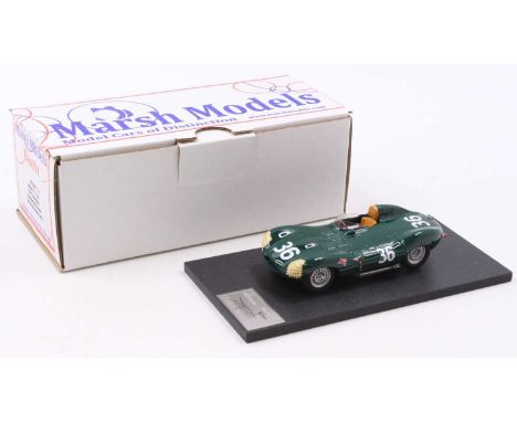 A Marsh Models 1/43 scale factory hand built model of a MM235M36 Jaguar D-Type race car, finished in green with racing No. 36