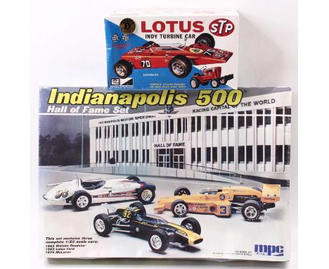 M.P.C/ERTL 1.25 scale Indy 500  kits, 6246 ‘Indy 500 Hall of Fame’ set inc 1963 Watson Roadster #98, 1963 Lotus 29 Indy #92 J