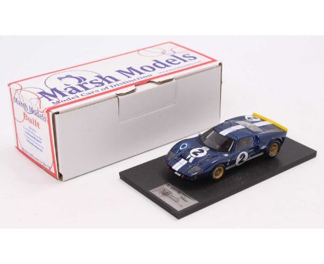 A Marsh Models factory hand built 1/43 scale model of an MM307B Ford Mk2 Daytona 1967 race car, finished in metallic blue wit