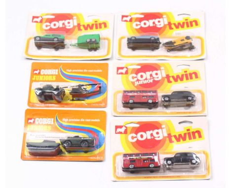 6 carded Corgi Juniors and Corgi twin pack gift sets to include No. E2511 Army Patrol Set, No. E2522 Attack Set, Corgi Twin 2