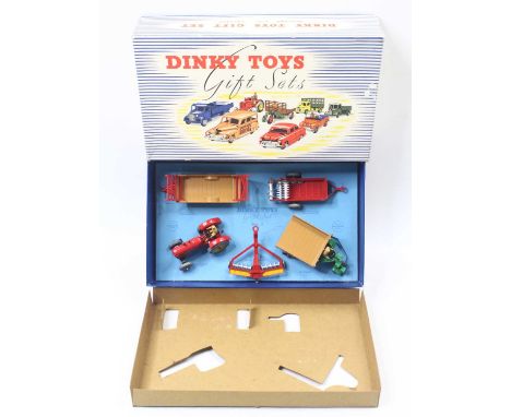 Dinky Toys No.1 Farm Gear Gift Set - to include 57a Massey Harris Tractor comprising red body and yellow metal wheels, black 