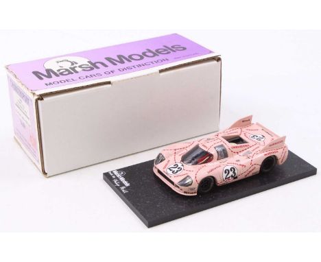 A Marsh Models 1/43 scale factory hand built model of a MM8 1971 Porsche 'Pink Pig' 917/20 race car, finished in pink with ra