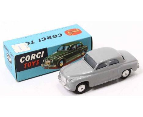 Corgi Toys, 204, Rover 90 Saloon, grey body with flat spun hubs, in the original blue all card box (NMM-BNM)