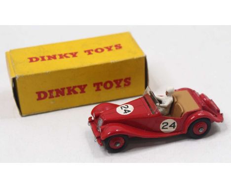 Dinky Toys 108 MG Midget, red body with red wheels, Racing No.24 with driver in very near mint condition, in the original box