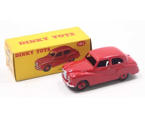 Dinky Toys No. 161 repainted Austin Somerset saloon comprising of red and body with red ridged hubs, paint chips to two front