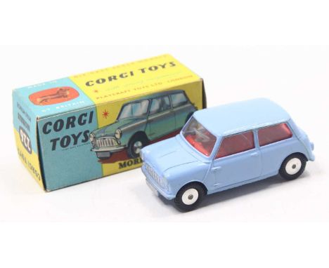 Corgi Toys No. 226 Morris Mini Minor comprising of blue body with red interior and spun hubs housed in the original blue &amp