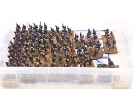 One tray containing a quantity of 28mm scale Napoleonic interest war gaming miniatures, various regiments and armies included