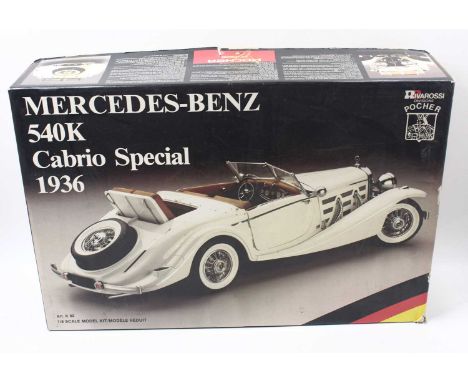 Pocher No. K82 1/8th scale kit of a Mercedes Benz-540K Cabrio Special 1936, with parts still bagged together with the origina