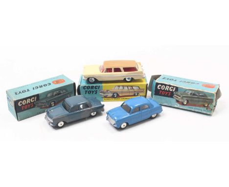 Corgi Toys group of 3 to include; No.352 R.A.F Staff Car-Standard Vanguard, No.300 Ford Consul Saloon and a No.219 Plymouth S