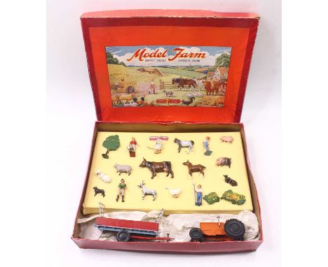 Crescent Toys Model Farm Series Gift Set to include; a Tractor finished in orange and silver with black rubber wheels - comes