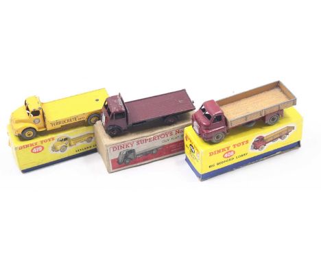 Dinky Toys group 3 Haulage diecast to include; No.408 Big Bedford Lorry in maroon body with tan bed, No.419 No. Leyland Cemen