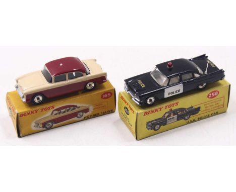 Dinky Toys group of 2 to include; No.258 U.S.A Police Car of usual colourway together with a No.165 Humber Hawk in maroon low